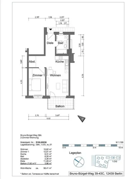 Ab sofort Nachmieter gesucht! 2-Zimmer-Wohnung an der Spree — photo 1
